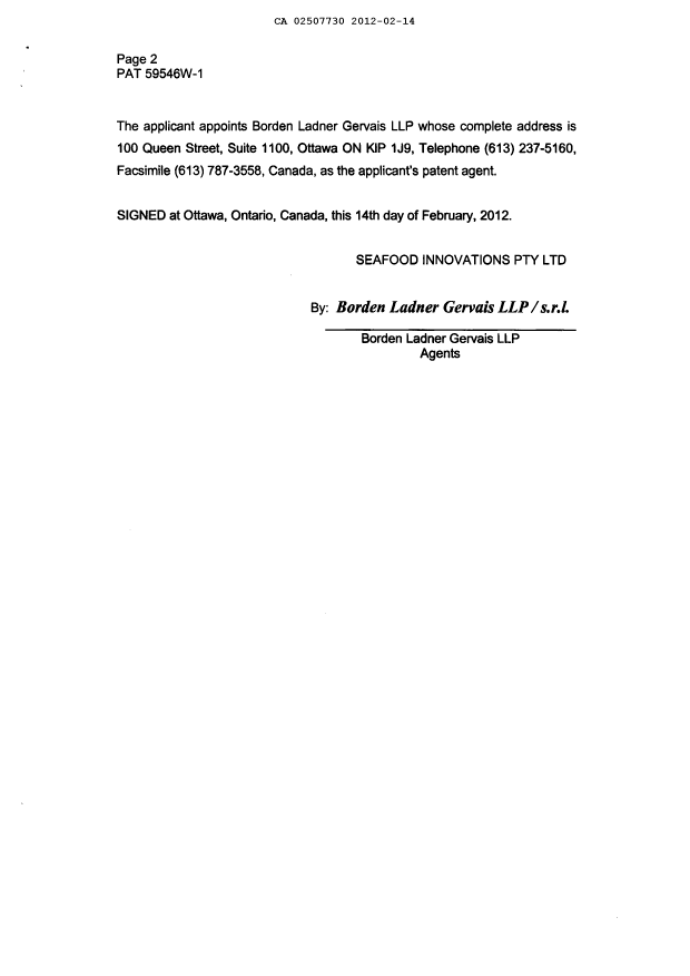Canadian Patent Document 2507730. Correspondence 20120214. Image 3 of 3