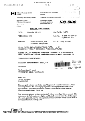 Canadian Patent Document 2507779. Correspondence 20111118. Image 3 of 3