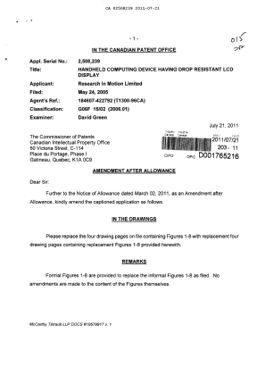 Canadian Patent Document 2508239. Prosecution-Amendment 20101221. Image 1 of 6