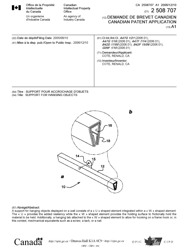Document de brevet canadien 2508707. Page couverture 20051228. Image 1 de 1