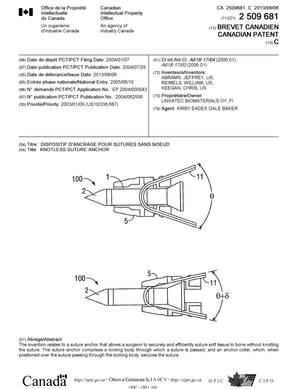 Canadian Patent Document 2509681. Cover Page 20121211. Image 1 of 1