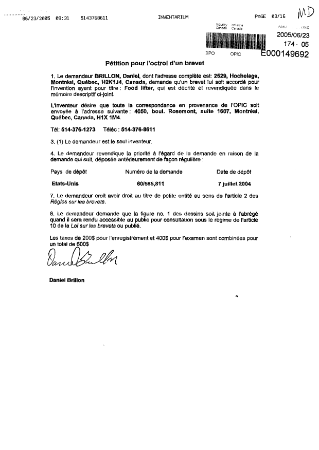 Canadian Patent Document 2510222. Assignment 20050623. Image 1 of 1