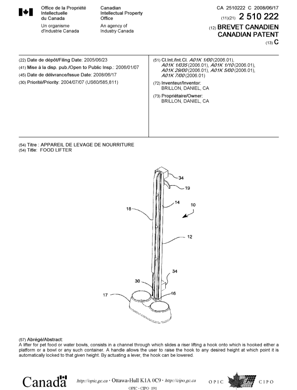 Document de brevet canadien 2510222. Page couverture 20080526. Image 1 de 1
