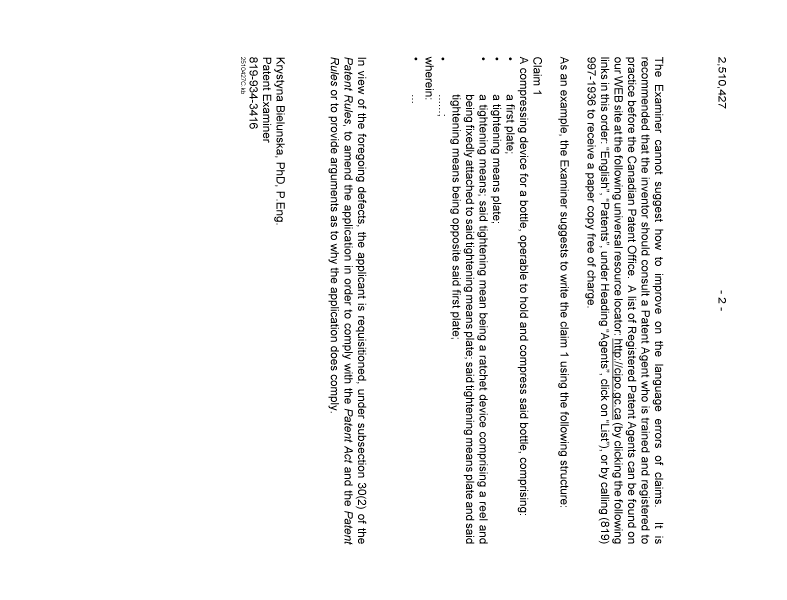 Document de brevet canadien 2510427. Poursuite-Amendment 20051218. Image 2 de 2
