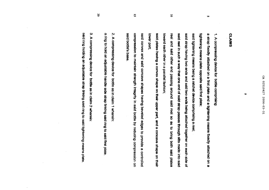 Document de brevet canadien 2510427. Revendications 20051231. Image 1 de 4