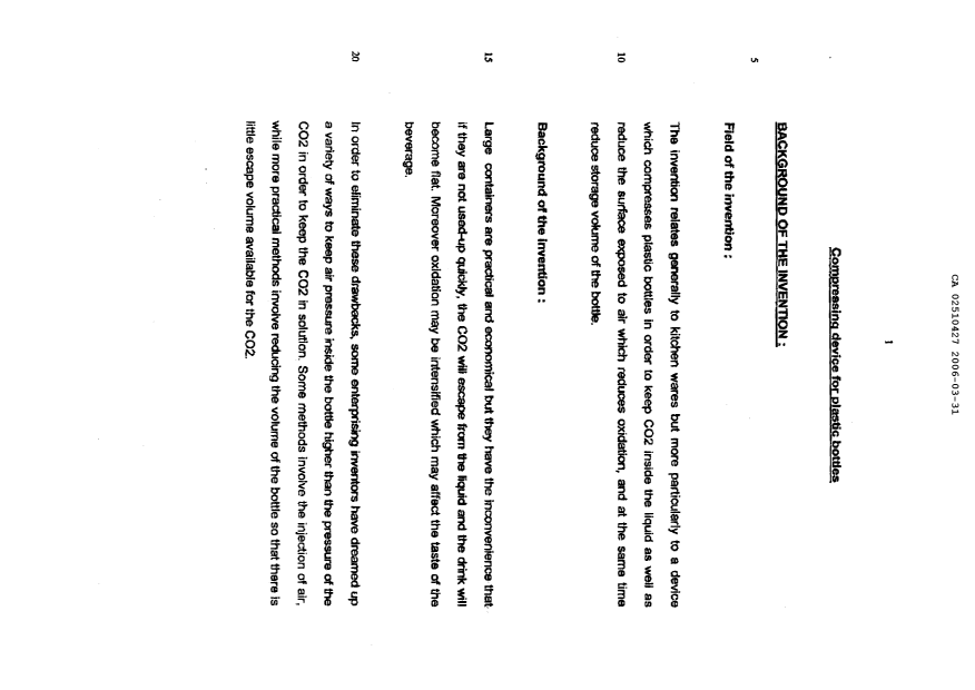 Document de brevet canadien 2510427. Description 20051231. Image 1 de 8
