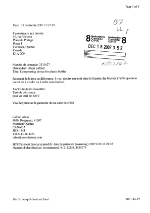 Document de brevet canadien 2510427. Correspondance 20061218. Image 1 de 1