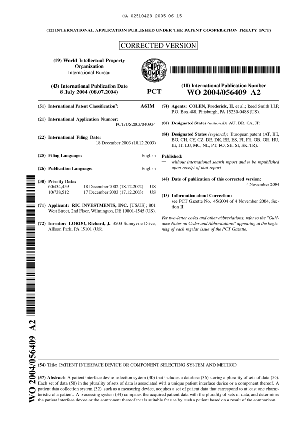 Document de brevet canadien 2510429. Abrégé 20050615. Image 1 de 1