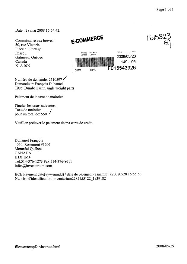 Document de brevet canadien 2510597. Taxes 20071228. Image 1 de 1
