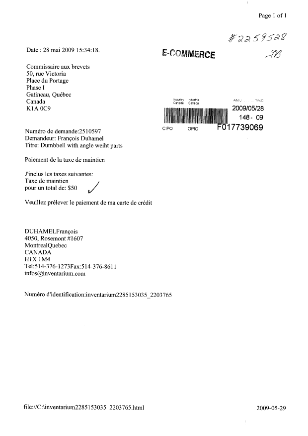 Document de brevet canadien 2510597. Taxes 20081228. Image 1 de 1