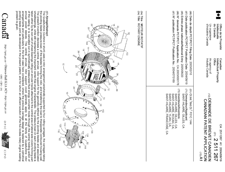 Document de brevet canadien 2511267. Page couverture 20041219. Image 1 de 1