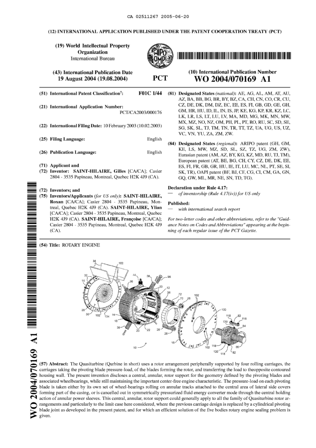 Document de brevet canadien 2511267. Abrégé 20041220. Image 1 de 1