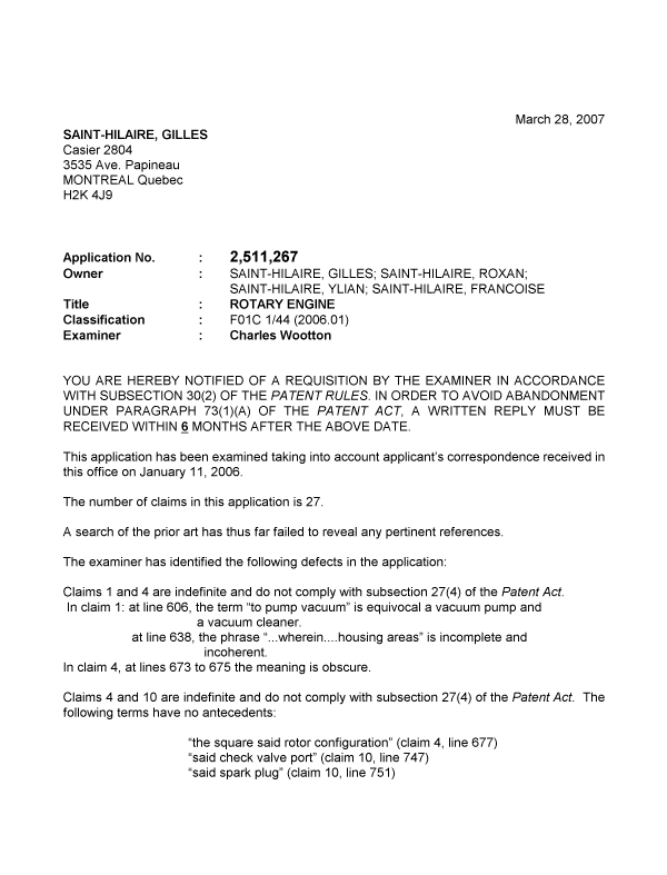 Document de brevet canadien 2511267. Poursuite-Amendment 20061228. Image 1 de 2
