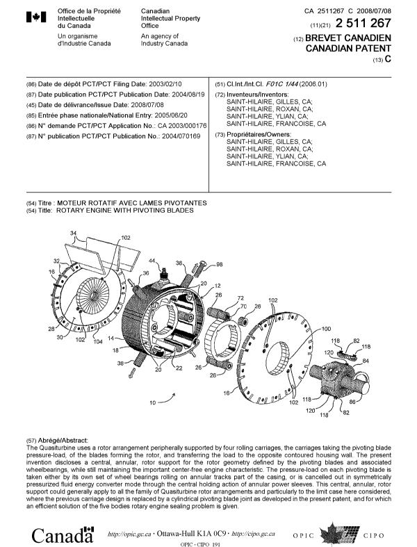 Canadian Patent Document 2511267. Cover Page 20071211. Image 1 of 1