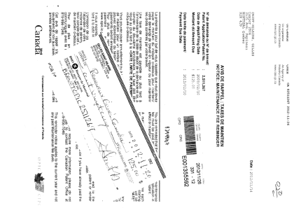 Document de brevet canadien 2511267. Taxes 20111226. Image 1 de 1