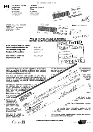Document de brevet canadien 2511267. Taxes 20131202. Image 1 de 1