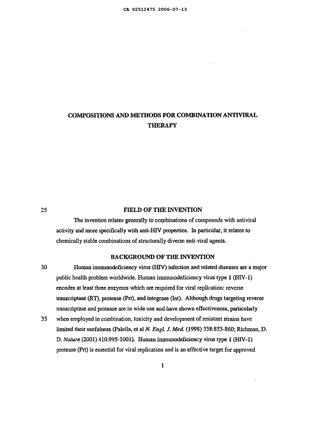 Canadian Patent Document 2512475. Description 20051213. Image 1 of 49