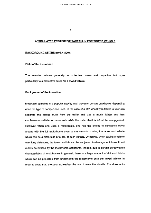 Document de brevet canadien 2512619. Description 20050720. Image 1 de 8