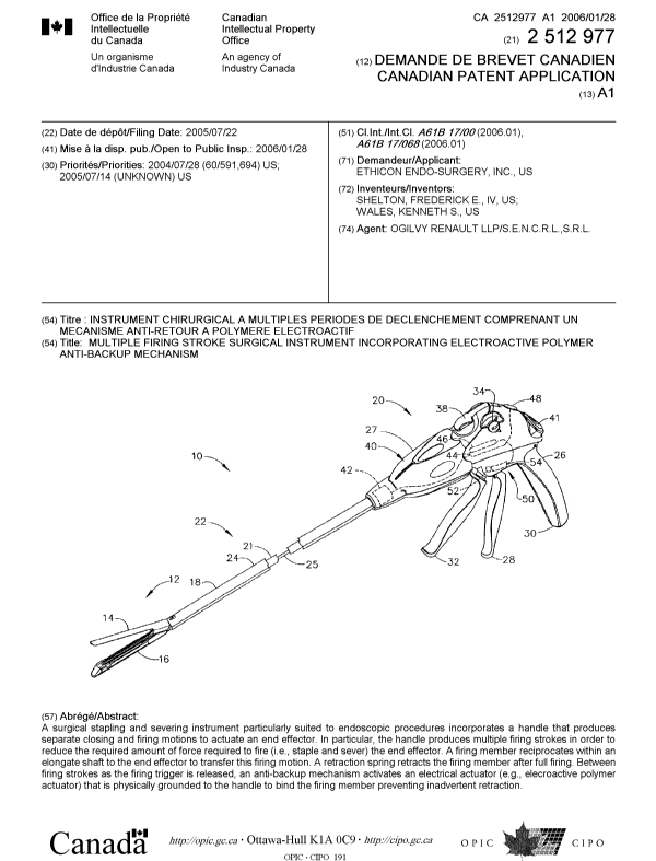 Canadian Patent Document 2512977. Cover Page 20051212. Image 1 of 1