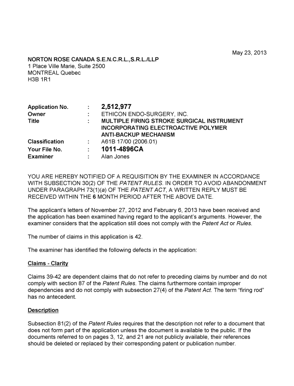 Canadian Patent Document 2512977. Prosecution-Amendment 20121223. Image 1 of 2