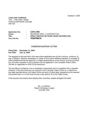Canadian Patent Document 2513164. Correspondence 20050927. Image 1 of 1