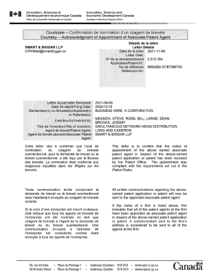 Document de brevet canadien 2513164. Lettre du bureau 20211109. Image 1 de 2