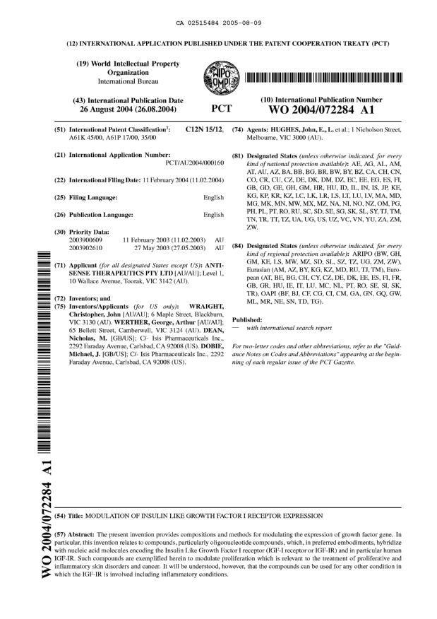 Document de brevet canadien 2515484. Abrégé 20050809. Image 1 de 1