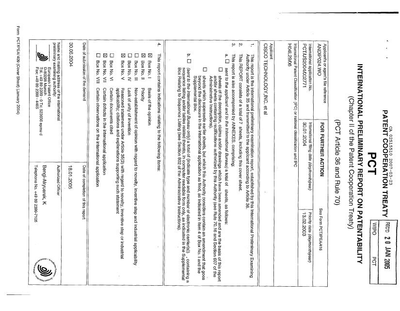 Canadian Patent Document 2515510. PCT 20070323. Image 1 of 7
