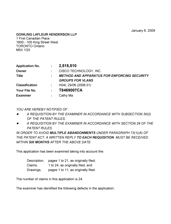 Document de brevet canadien 2515510. Poursuite-Amendment 20090106. Image 1 de 6