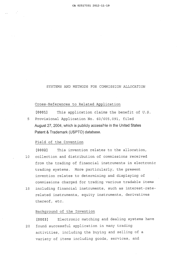 Document de brevet canadien 2517331. Description 20121119. Image 1 de 23
