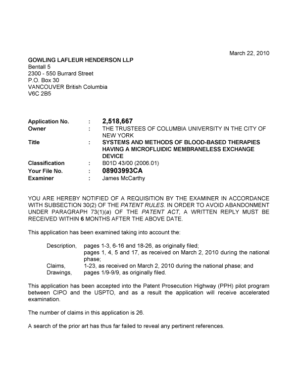 Canadian Patent Document 2518667. Prosecution-Amendment 20091222. Image 1 of 2