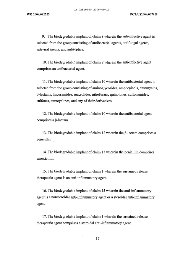 Document de brevet canadien 2518960. Revendications 20041213. Image 2 de 10