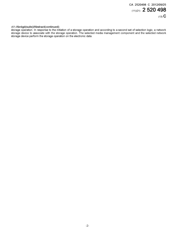 Document de brevet canadien 2520498. Page couverture 20111228. Image 2 de 2