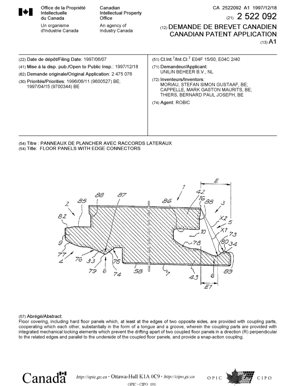 Canadian Patent Document 2522092. Cover Page 20041216. Image 1 of 1