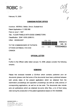 Canadian Patent Document 2522092. Prosecution-Amendment 20060215. Image 1 of 3
