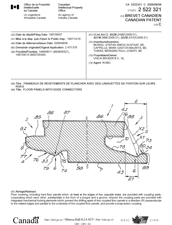 Canadian Patent Document 2522321. Cover Page 20051213. Image 1 of 1