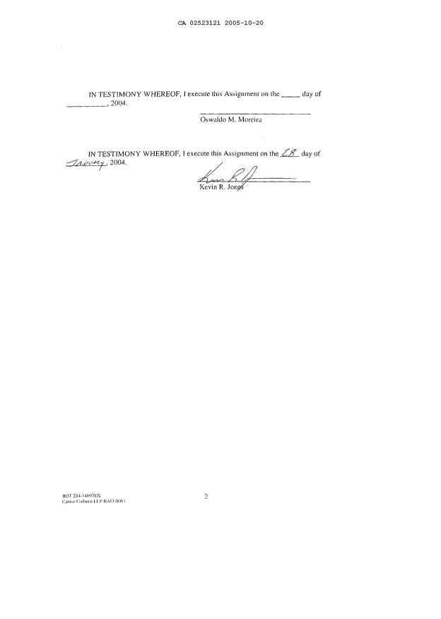 Canadian Patent Document 2523121. Assignment 20051020. Image 10 of 10