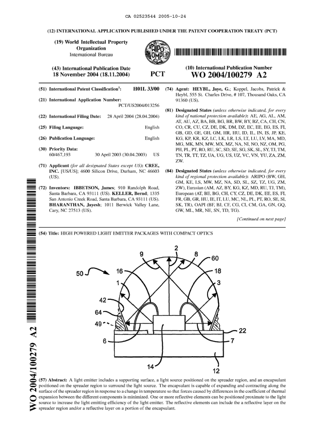 Canadian Patent Document 2523544. Abstract 20051024. Image 1 of 2