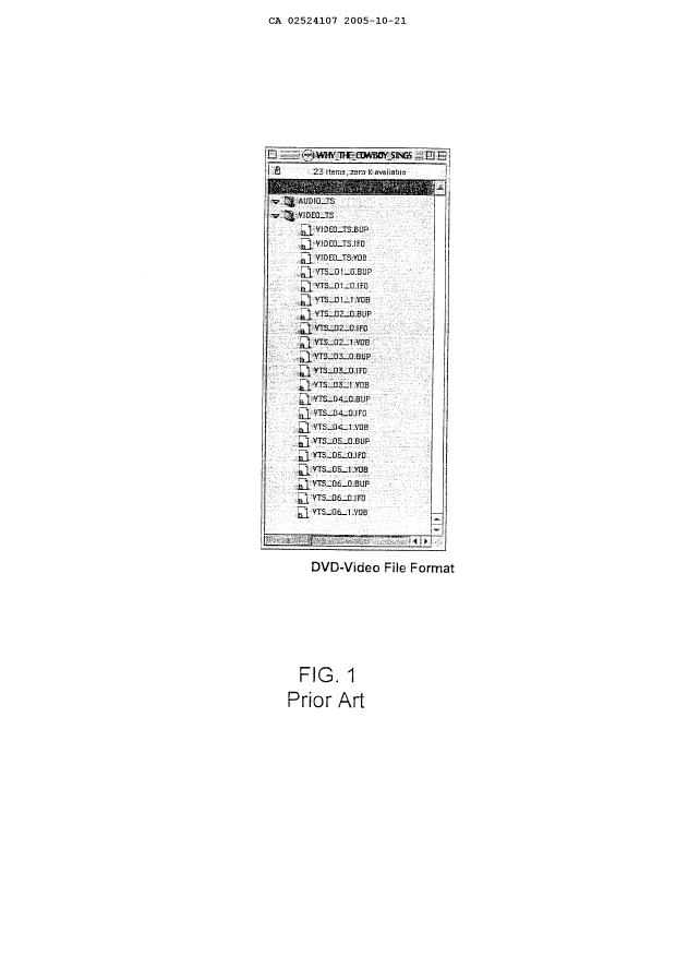 Document de brevet canadien 2524107. Dessins 20051021. Image 1 de 3