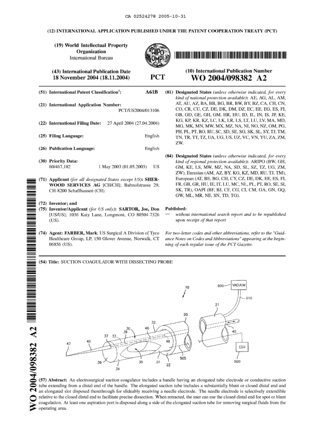 Canadian Patent Document 2524278. Abstract 20051031. Image 1 of 1