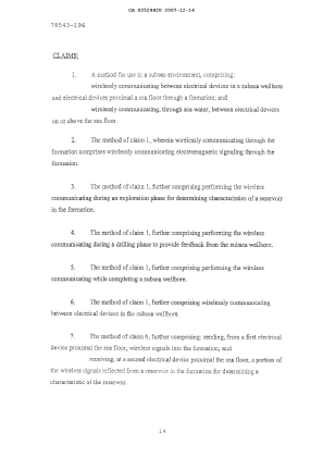 Document de brevet canadien 2524420. Revendications 20061214. Image 1 de 5