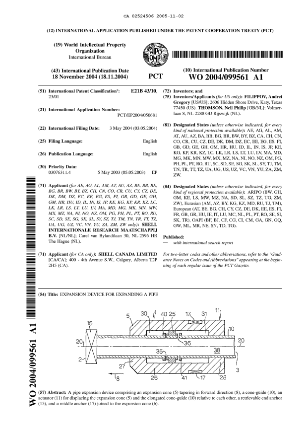 Canadian Patent Document 2524506. Abstract 20051102. Image 1 of 1