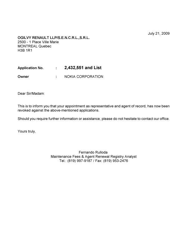 Canadian Patent Document 2525031. Correspondence 20081221. Image 1 of 1