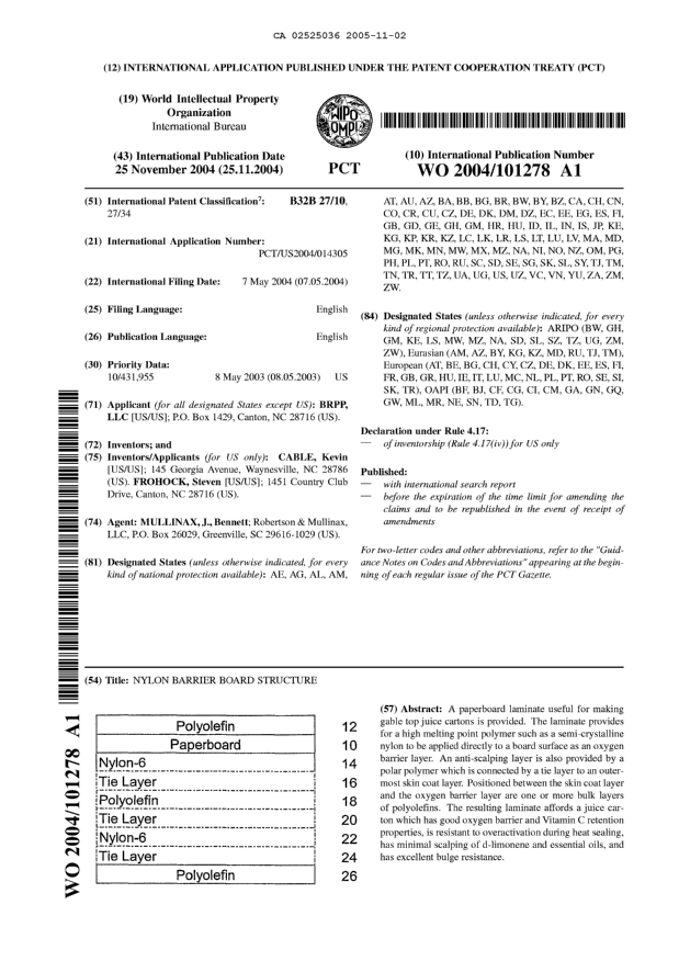Document de brevet canadien 2525036. Abrégé 20051102. Image 1 de 1