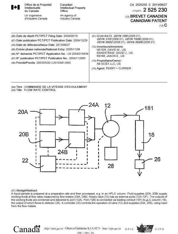 Canadian Patent Document 2525230. Cover Page 20121229. Image 1 of 1