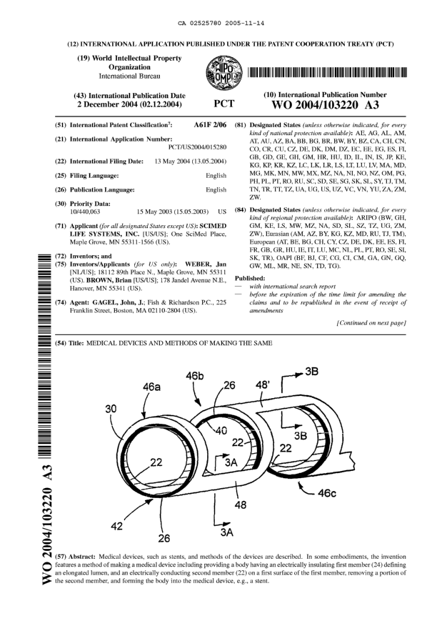 Document de brevet canadien 2525780. Abrégé 20051114. Image 1 de 2