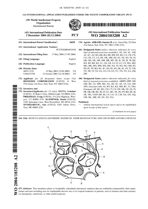 Canadian Patent Document 2525792. Abstract 20041214. Image 1 of 2