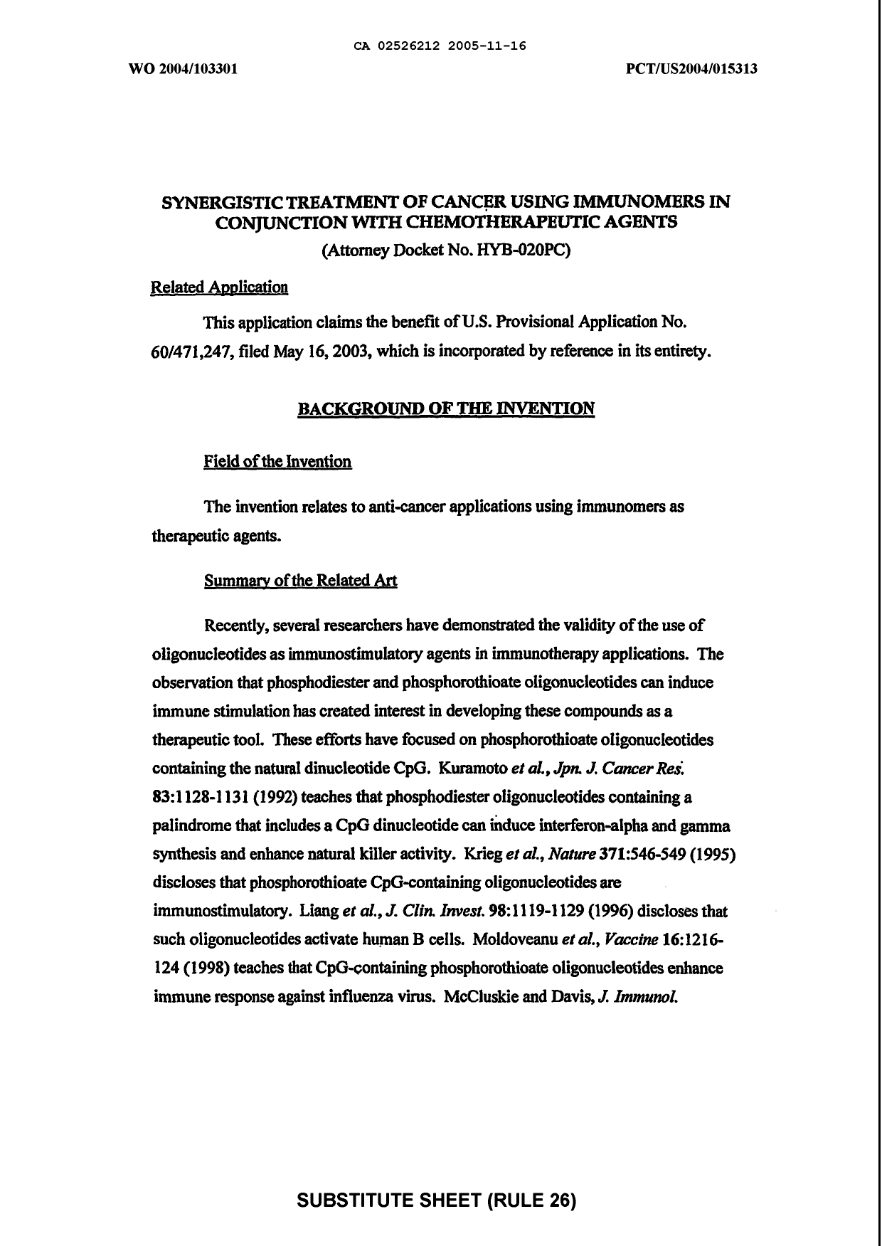 Canadian Patent Document 2526212. Description 20081213. Image 1 of 67