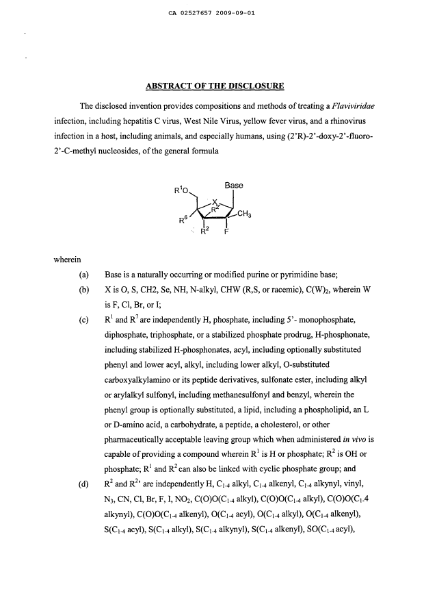 Document de brevet canadien 2527657. Abrégé 20081201. Image 1 de 2