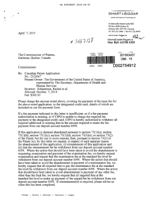 Canadian Patent Document 2528067. Correspondence 20150407. Image 1 of 2